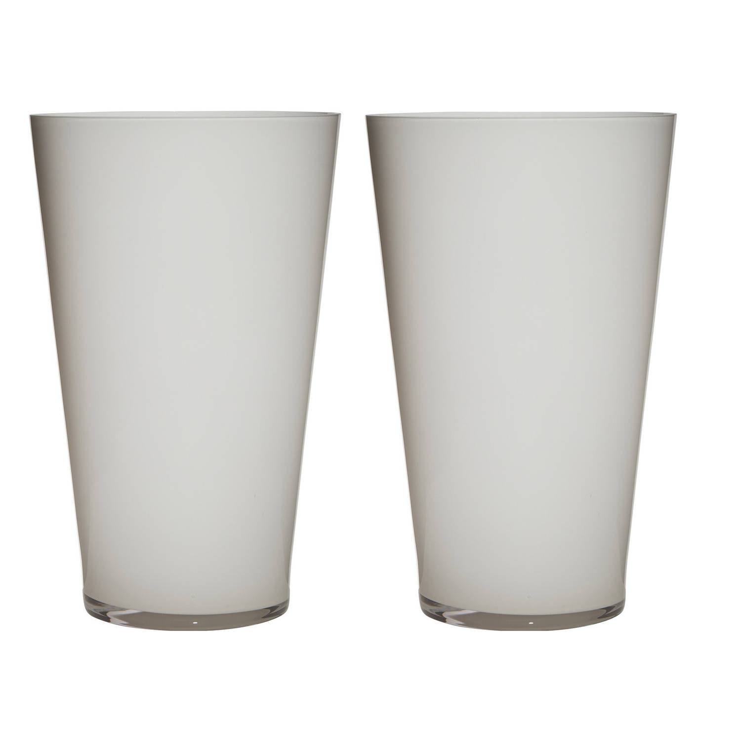 2x Stuks Luxe Witte Conische Stijlvolle Vaas-vazen Van Glas 40 X 25 Cm Bloemen-boeketten Vaas Voor B