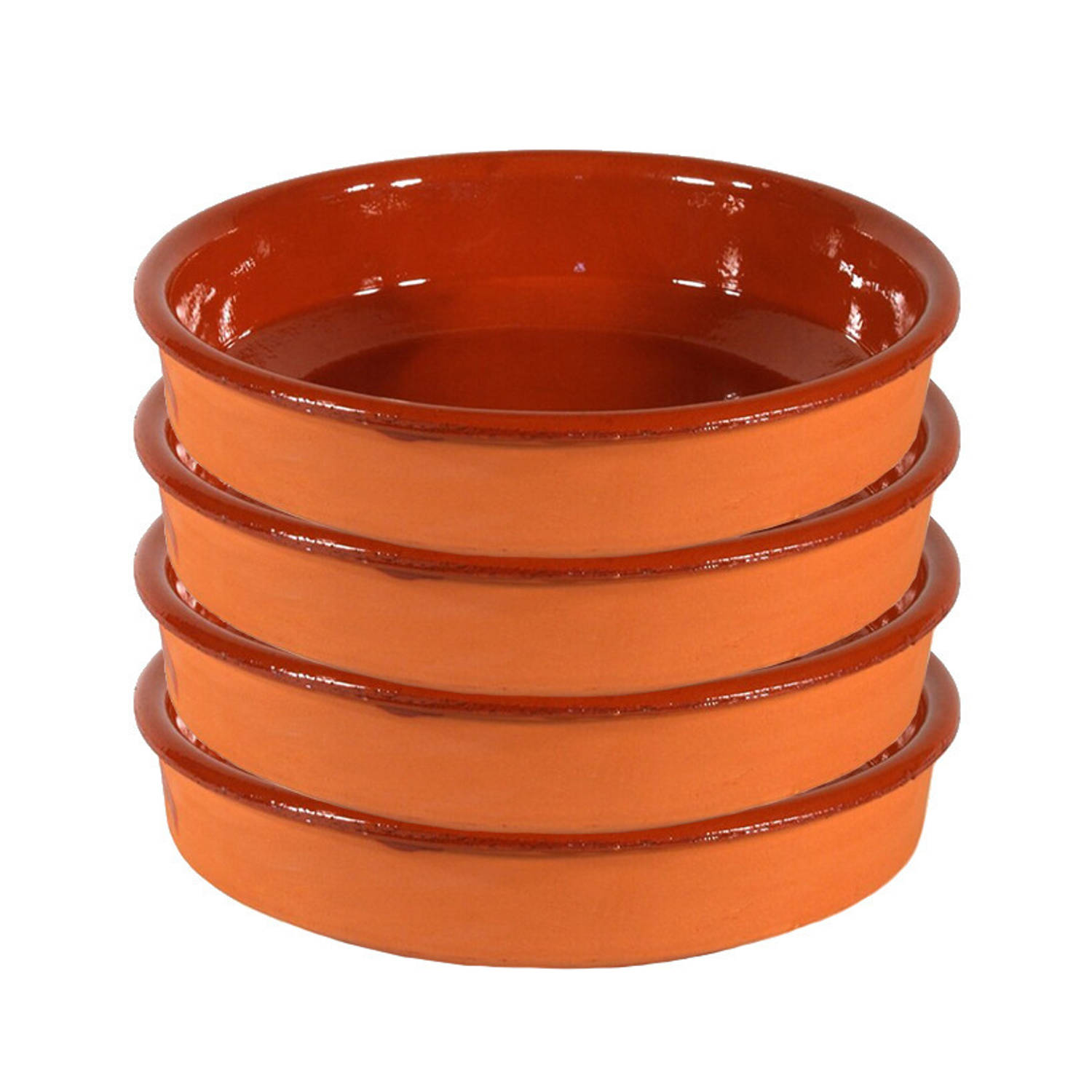 4x Terracotta tapas borden/schalen 21 cm - Snack en tapasschalen