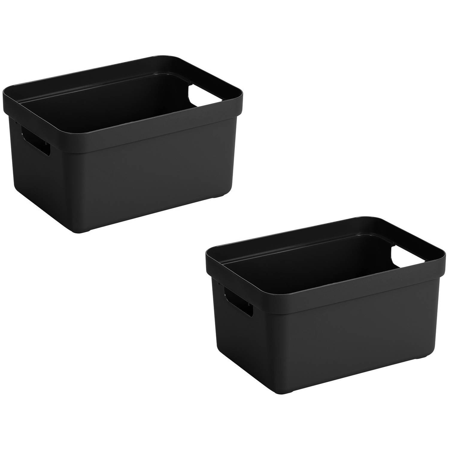 2x stuks kunststof zwart 5 liter 25,2 x 18 x 12,2 cm - Opbergbox | Blokker