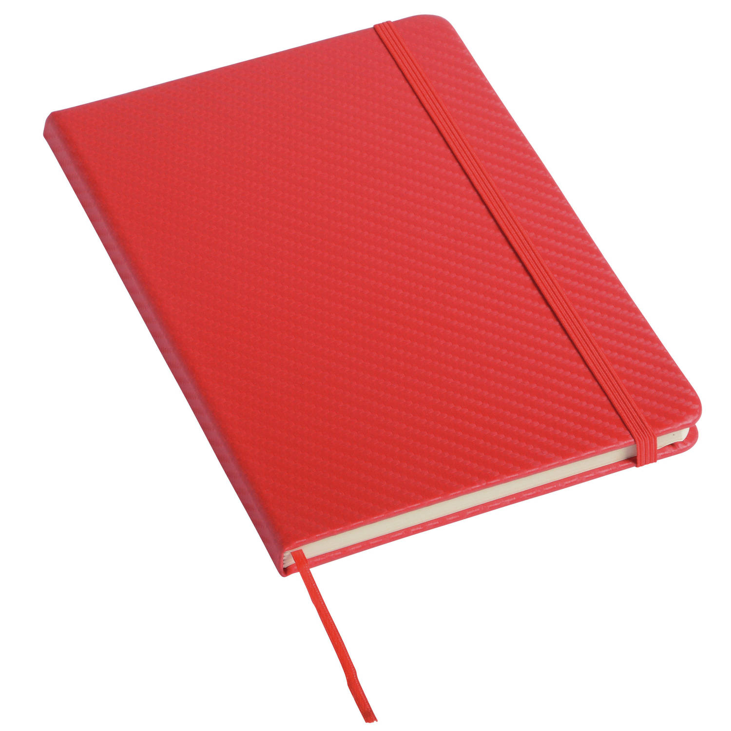 Pakket van 1x stuks schoolschriften-notitieboeken A5 harde kaft gelinieerd rood Notitieboek