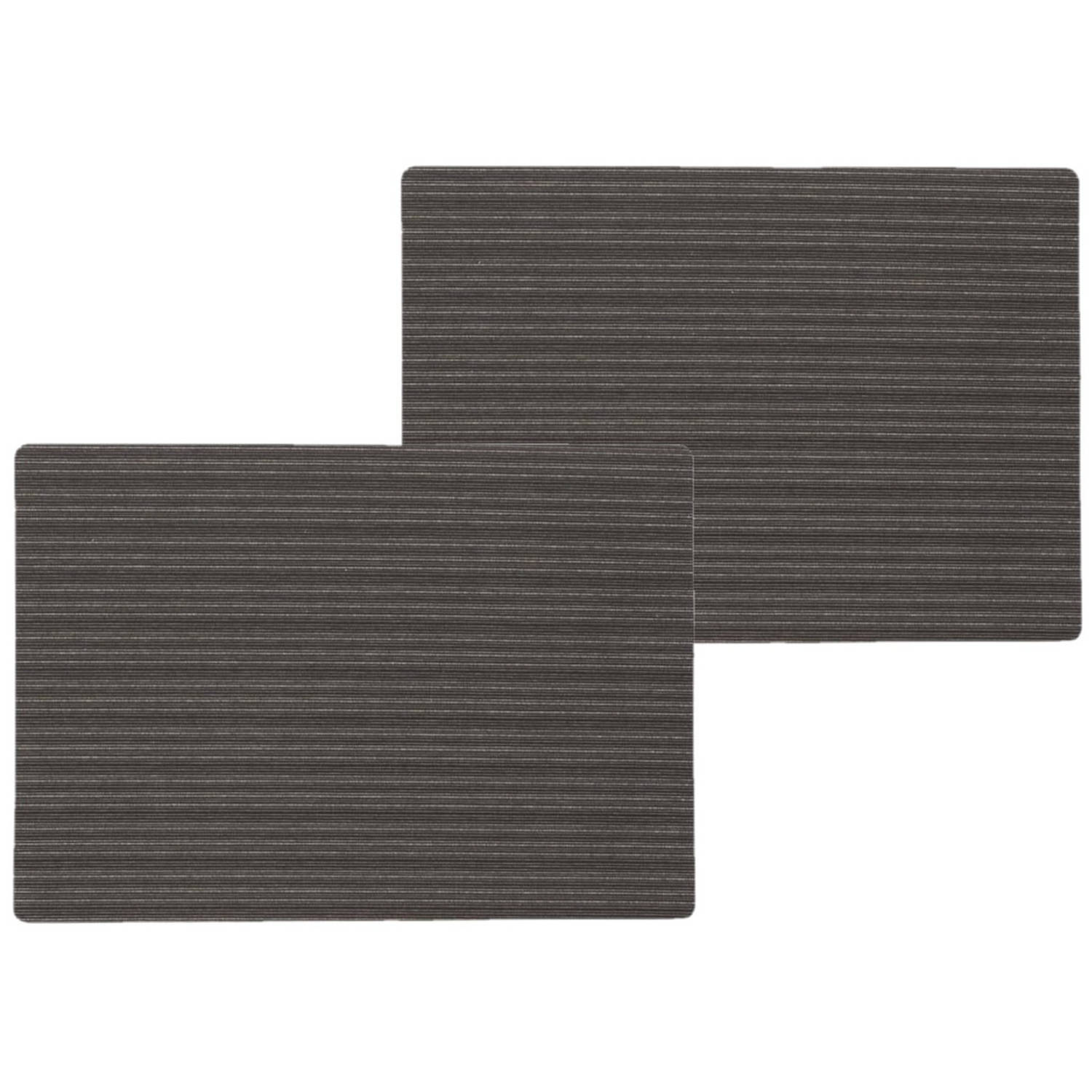 6x stuks stevige luxe Tafel placemats Lines zwart 30 x 43 cm - Placemats