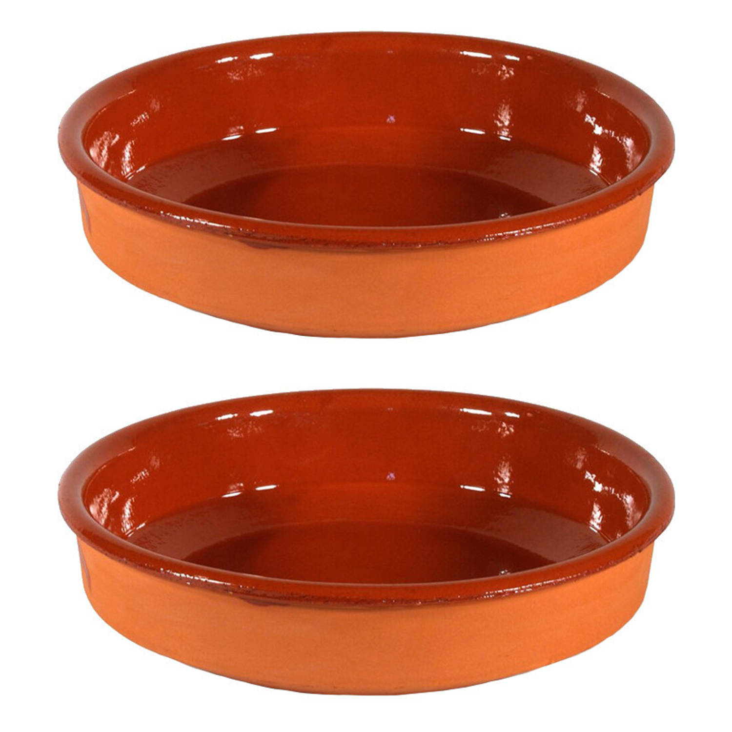 2x Terracotta tapas borden/schalen 24 cm - Snack en tapasschalen