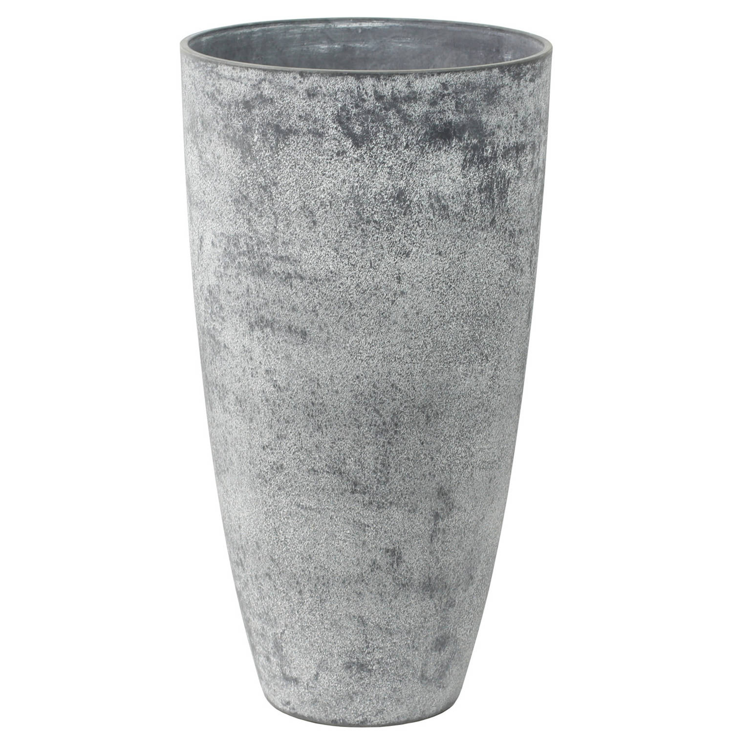 Roos Vallen overschot Bloempot/plantenpot vaas van gerecycled kunststof betongrijs D29 en H50 cm  - Plantenpotten | Blokker