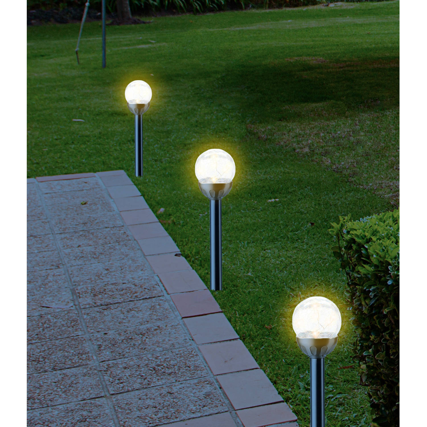Oefenen Bemiddelaar oriëntatie 5x Solar tuinlampen glazen bol op zonne-energie 36 cm tuinverlichting -  Prikspotjes | Blokker