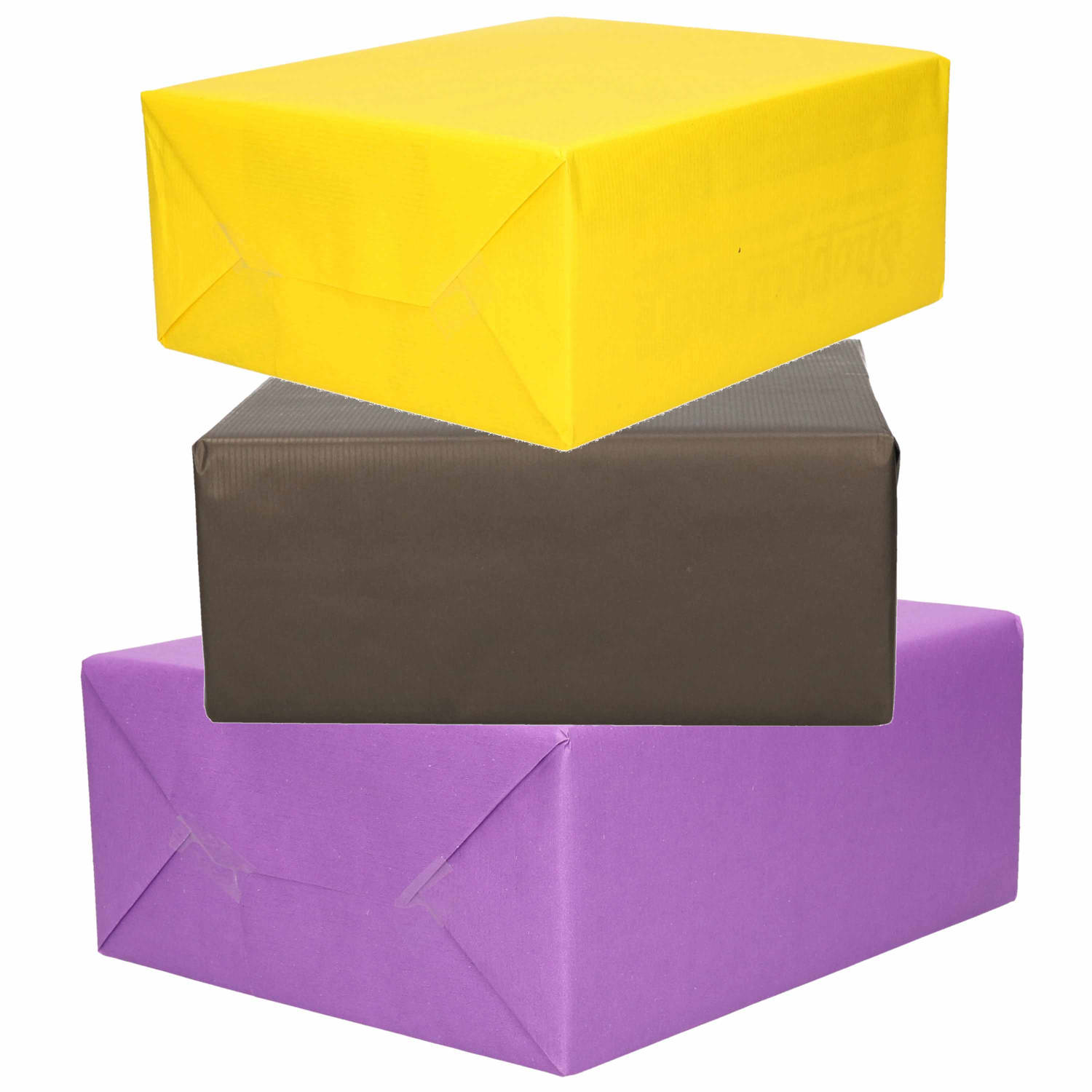 bar Hij Regeneratief 3x Rollen kraft inpakpapier geel/zwart/paars 200 x 70 cm - Cadeaupapier |  Blokker