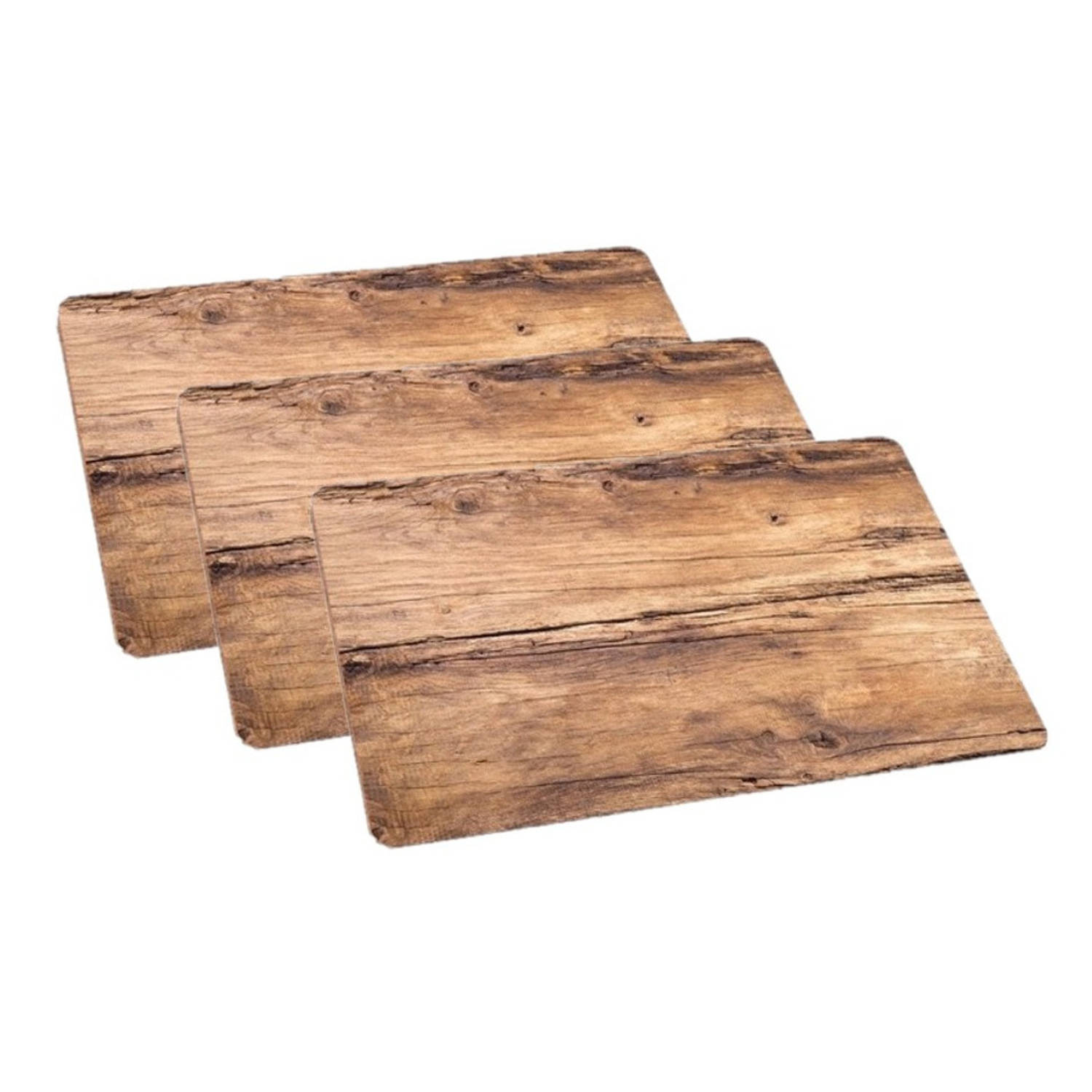 Set van 4x stuks placemats eikenhout opdruk 44 x 28,5 cm - Placemats