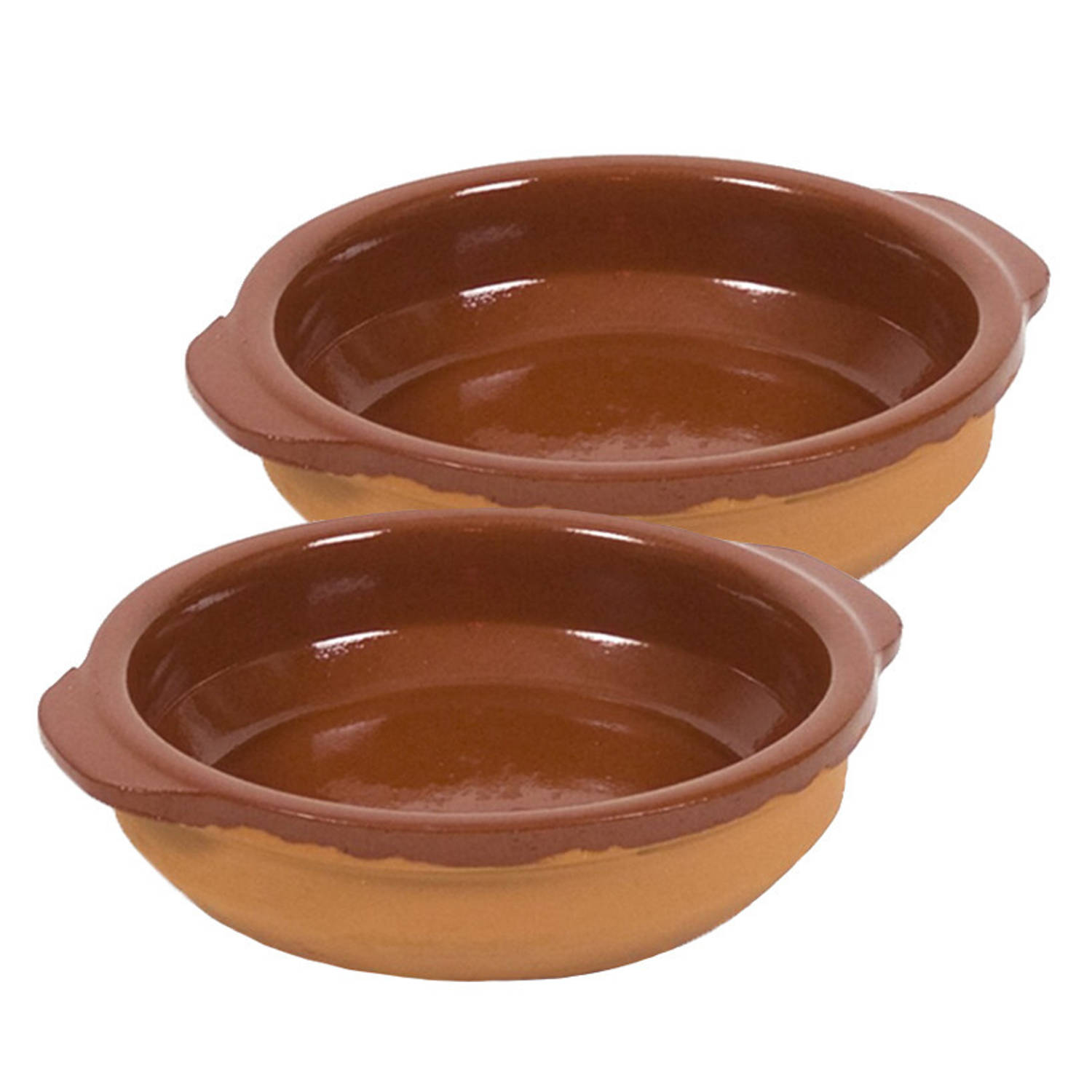 2x Terracotta tapas bakjes/schaaltjes 17 cm - Snack en tapasschalen