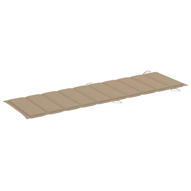 The Living Store Ligbed - Acaciahout - Ergonomisch - Inklapbaar - Beige Kussen