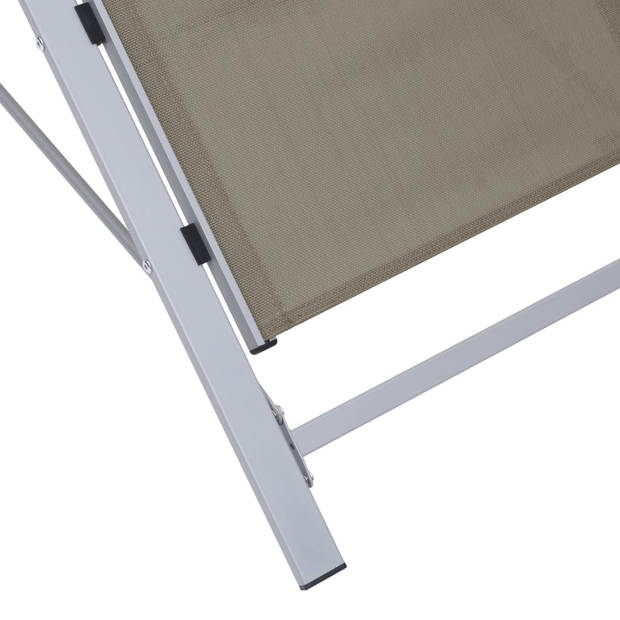 The Living Store Loungebed - Taupe - Textileen/Aluminium/Staal - 167x60x66cm - Montage vereist
