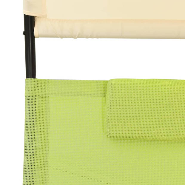 The Living Store Schommelende Tweepersoonsligstoel - Tuinmeubelen - 139 x 180 x 170 cm - Groen en Crème