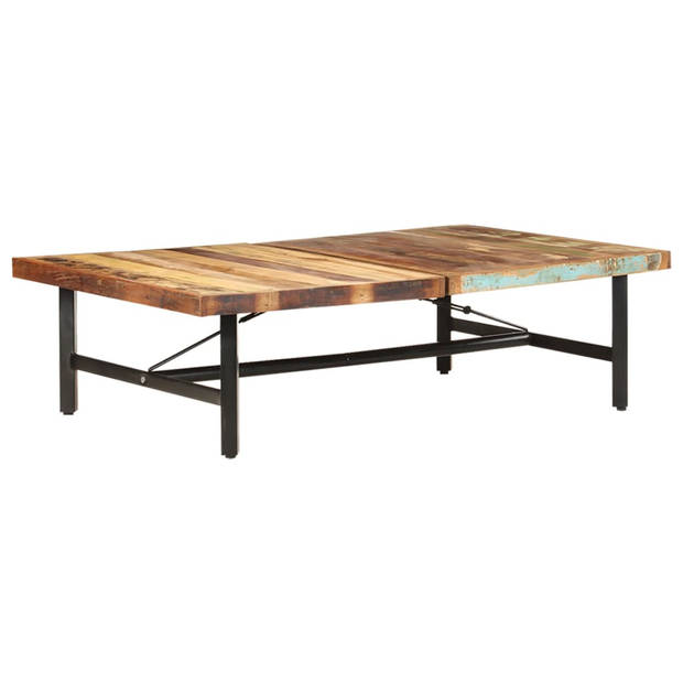 The Living Store Gerecycled Houten Salontafel - 142x90x42 cm - Multicolor - IJzer