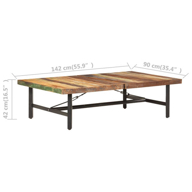 The Living Store Gerecycled Houten Salontafel - 142x90x42 cm - Multicolor - IJzer