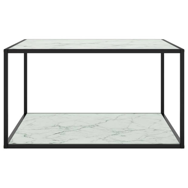 vidaXL Salontafel met wit marmerglas 90x90x50 cm zwart