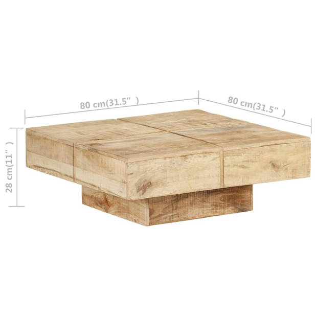 The Living Store Houten Tafel - Woonkamer - 80 x 80 x 28 cm - Massief Mangohout