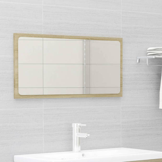 The Living Store Badkamermeubelset - Sonoma eiken - 80 x 38.5 x 45 cm - Keramiek - Met spiegel