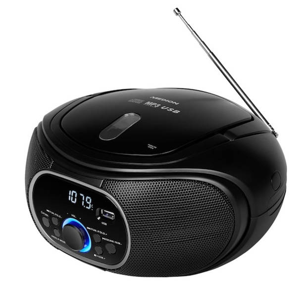 MEDION E65711 Boombox met CD/MP3-speler - PLL FM-stereoradio - AUX - USB-aansluiting - 2 x 12 W