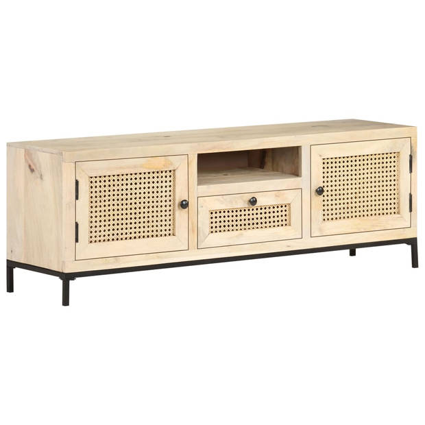 The Living Store Massief Mangohouten TV-meubel - 120 x 30 x 40 cm - Rustieke charme