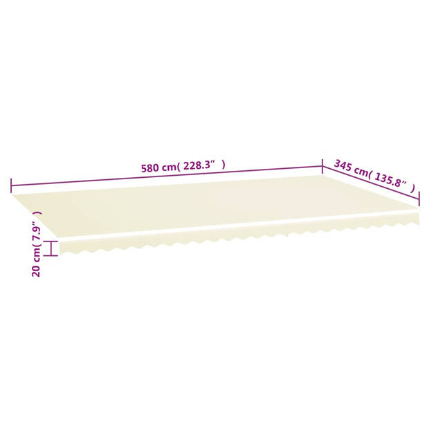 vidaXL Vervangingsdoek voor luifel 6x3,5 m crèmekleurig