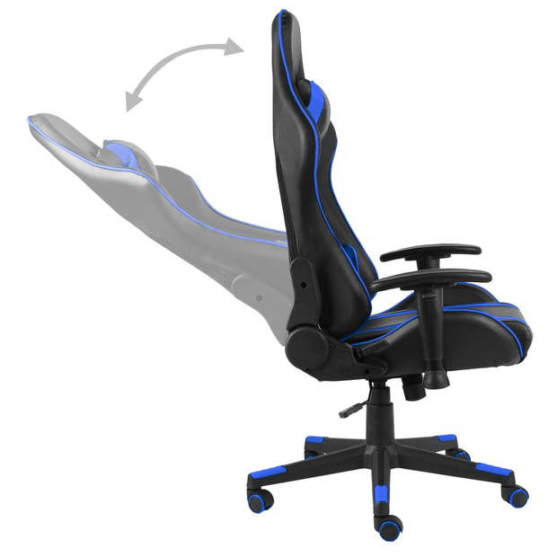 The Living Store Gamingstoel - Zwart/Blauw - Computerstoel - Hoge rugleuning - Ergonomisch - Verstelbaar