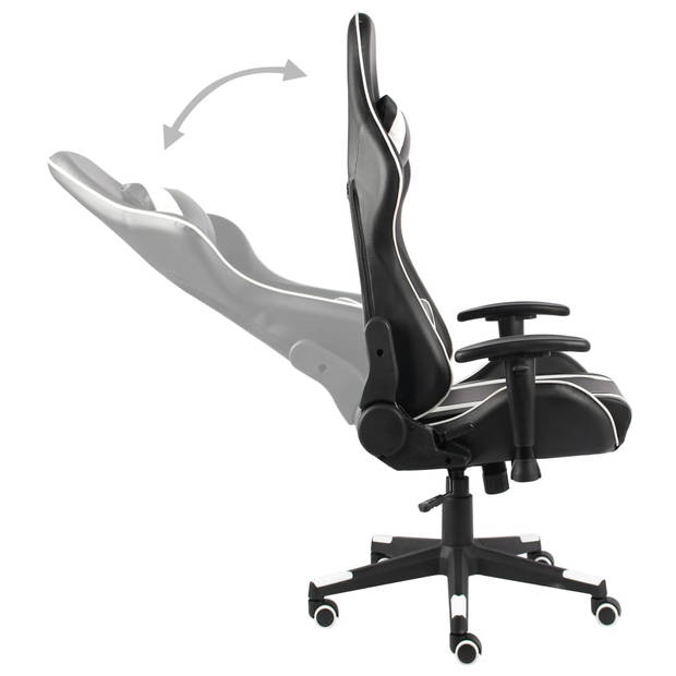 The Living Store Gamingstoel Gamer - Hoge Rugleuning - Ergonomisch - Hoogte Verstelbaar - Zwart/Wit - 68x69x123-133 cm