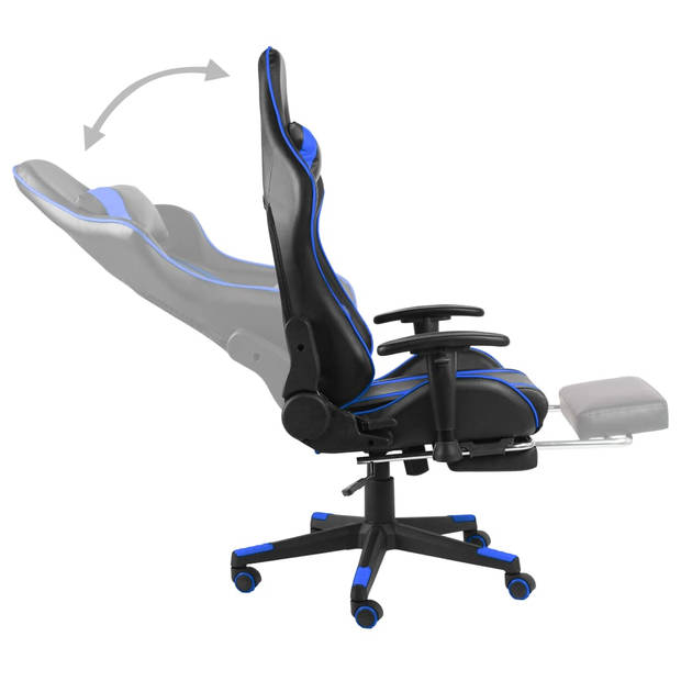 vidaXL Gamestoel draaibaar met voetensteun PVC blauw