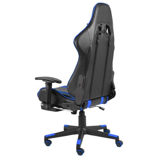 vidaXL Gamestoel draaibaar met voetensteun PVC blauw