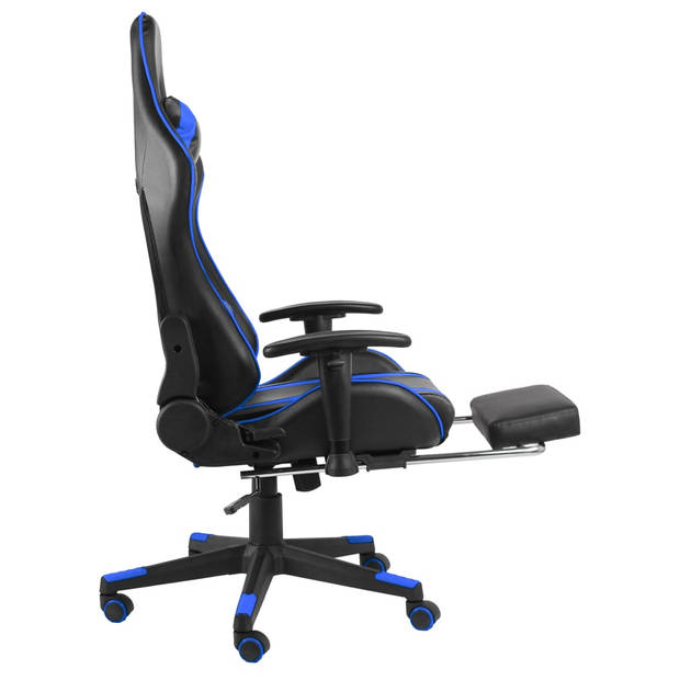 vidaXL Gamestoel draaibaar met voetensteun PVC blauw