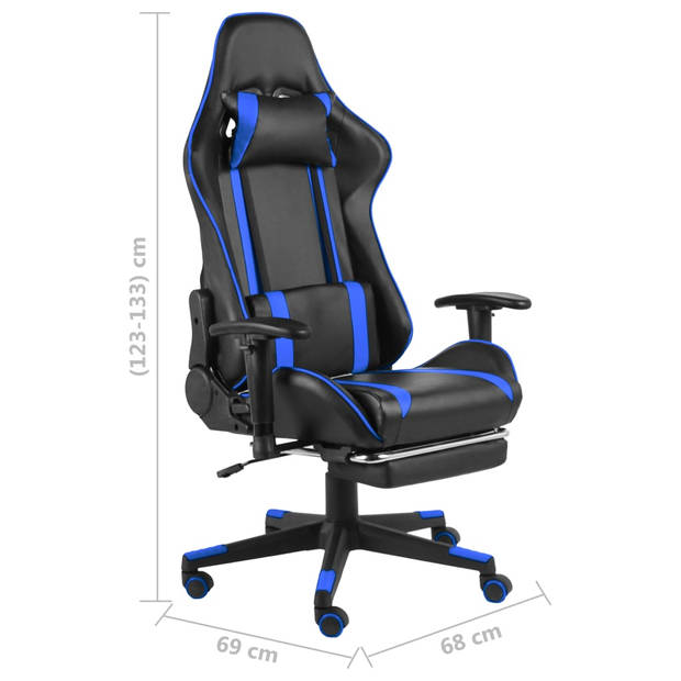 vidaXL Gamestoel draaibaar met voetensteun PVC blauw