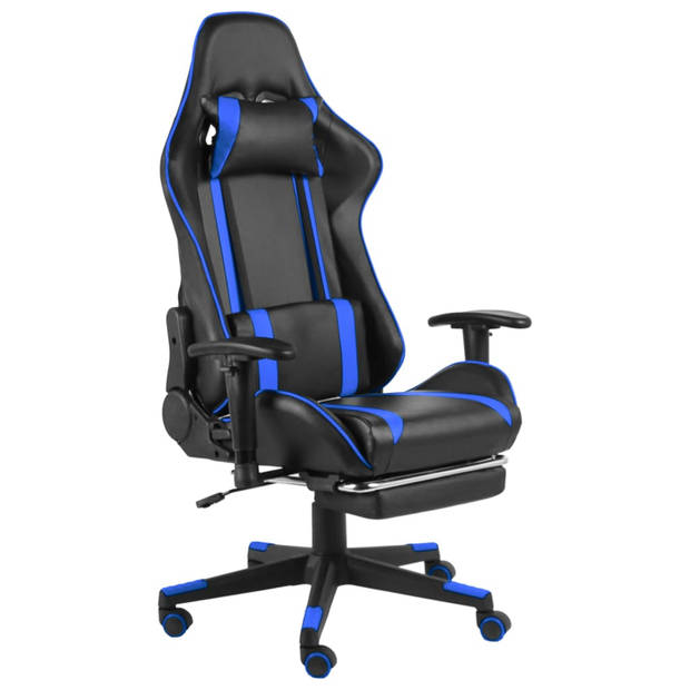 vidaXL Gamestoel draaibaar met voetensteun PVC blauw