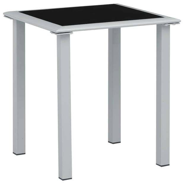 vidaXL Tuintafel 41x41x45 cm staal en glas zwart en zilverkleurig