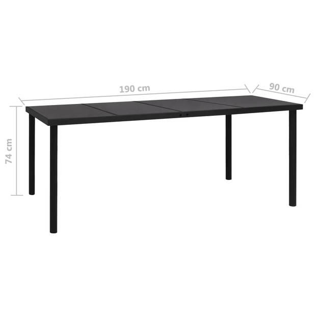 vidaXL Tuintafel 190x90x74 cm staal zwart