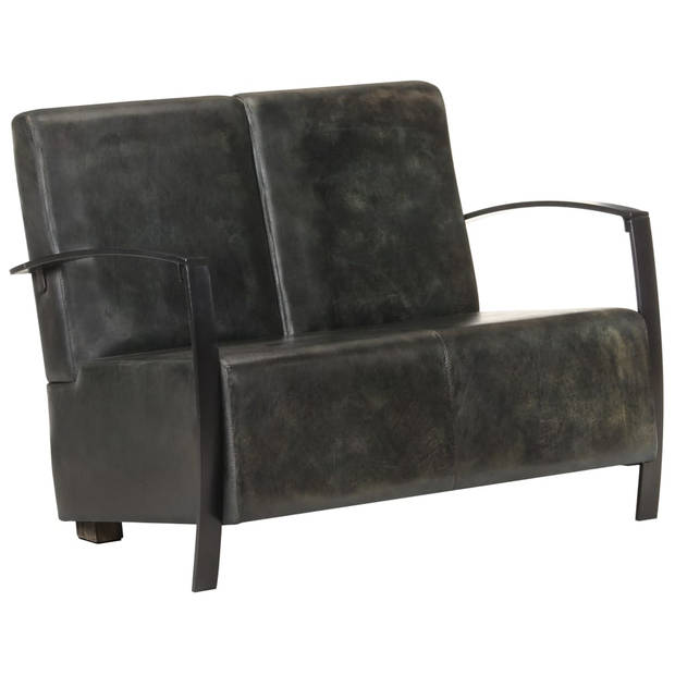 The Living Store Tweezitsbank echt leer verweerd grijs - Fauteuil