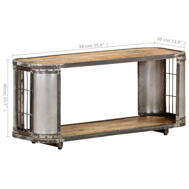 The Living Store TV-meubel Industriële stijl - 90x30x40cm - Massief mangohout