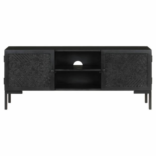 vidaXL Tv-meubel 115x30x46 cm massief mangohout zwart