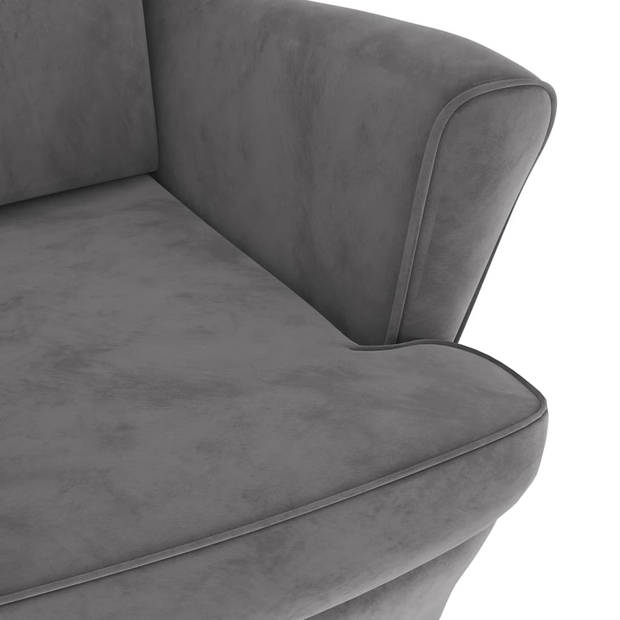 The Living Store Fauteuil Velvet - Lichtgrijs - 81x90x96.5 cm - Stabiel Multiplex Frame