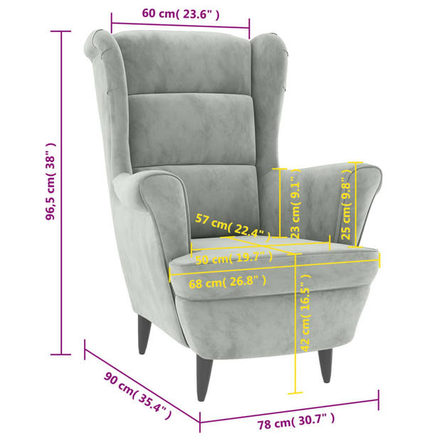 vidaXL Fauteuil fluweel lichtgrijs