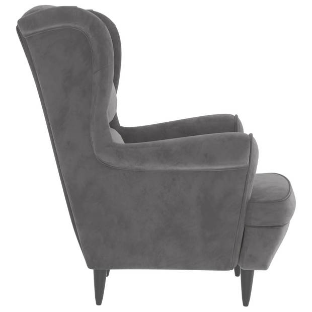 The Living Store Fauteuil Velvet - Lichtgrijs - 81x90x96.5 cm - Stabiel Multiplex Frame