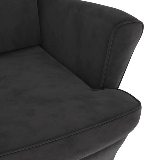 The Living Store Fauteuil Velours - Donkergrijs - 81x90x96.5 cm - Stabiel frame - Comfortabele zit - 110 kg