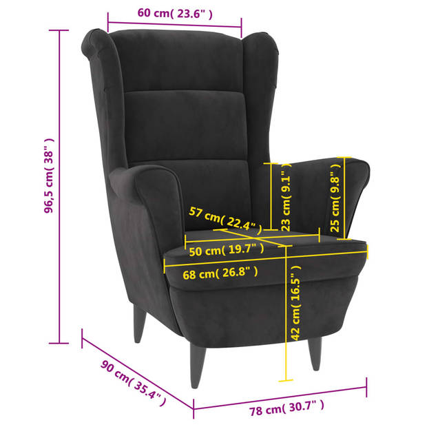 The Living Store Fauteuil Velours - Donkergrijs - 81x90x96.5 cm - Stabiel frame - Comfortabele zit - 110 kg