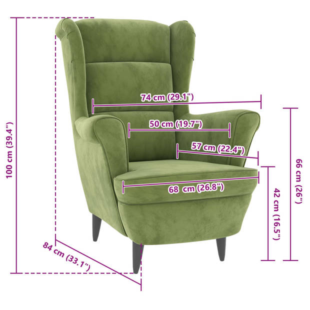 vidaXL Fauteuil fluweel lichtgroen