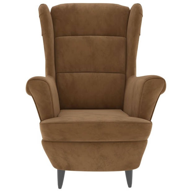 The Living Store Fauteuil Naam Fluwelen Zitstoel - 81 x 90 x 96.5 cm - Bruin