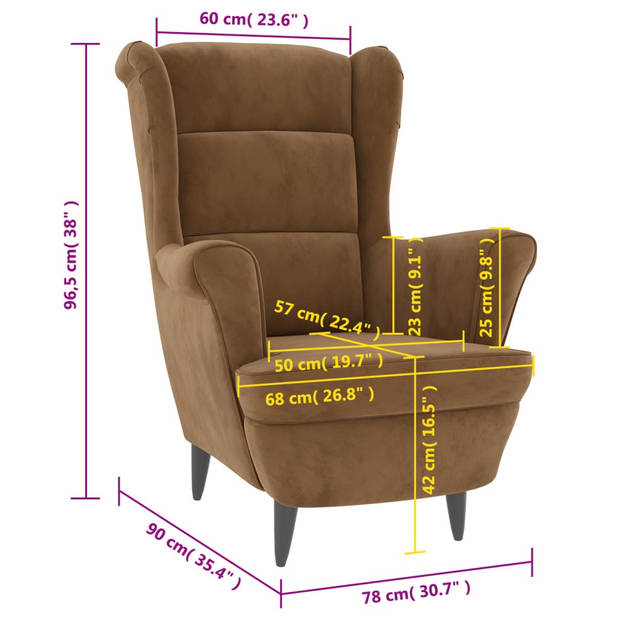 vidaXL Fauteuil fluweel bruin