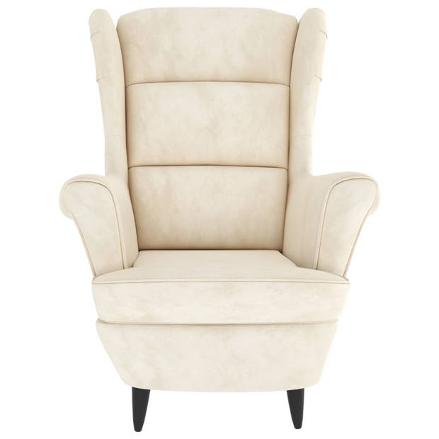 The Living Store Fauteuil Velvet - Crèmewit - 81 x 90 x 96.5 cm - Stabiel frame - Comfortabele zitting