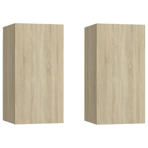 vidaXL Tv-meubels 2 st 30,5x30x60 cm bewerkt hout sonoma eikenkleurig