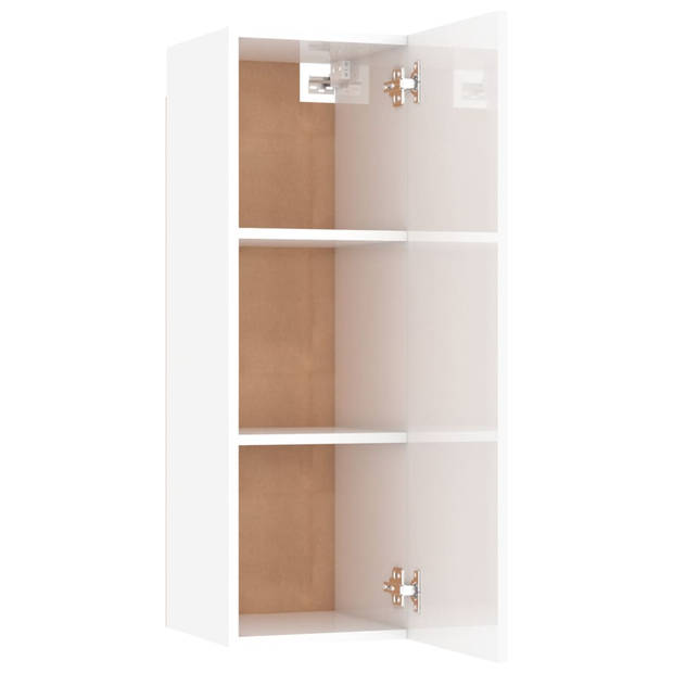 The Living Store Televisiemeubelset - Klassiek - Hoogglans wit - 80 x 30 x 30 cm - 30.5 x 30 x 90 cm