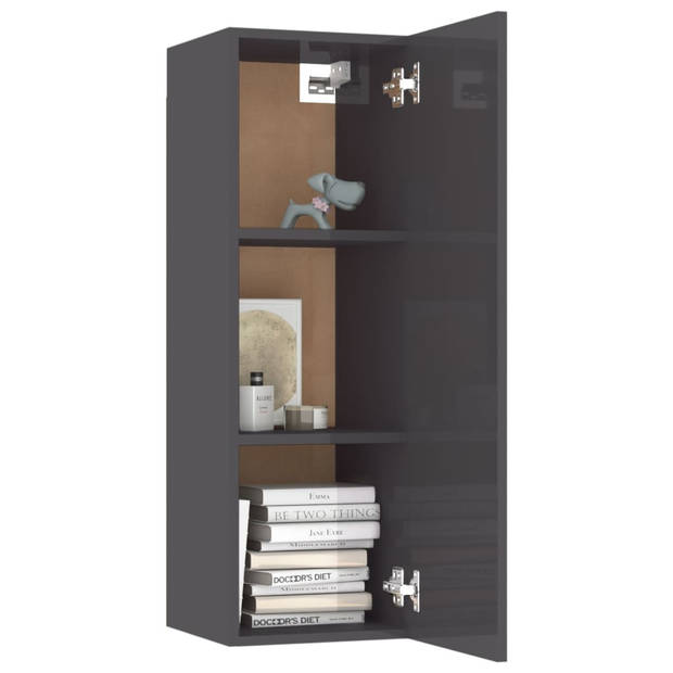 803356 vidaXL Tv-meubel 30,5x30x90 cm bewerkt hout hoogglans grijs