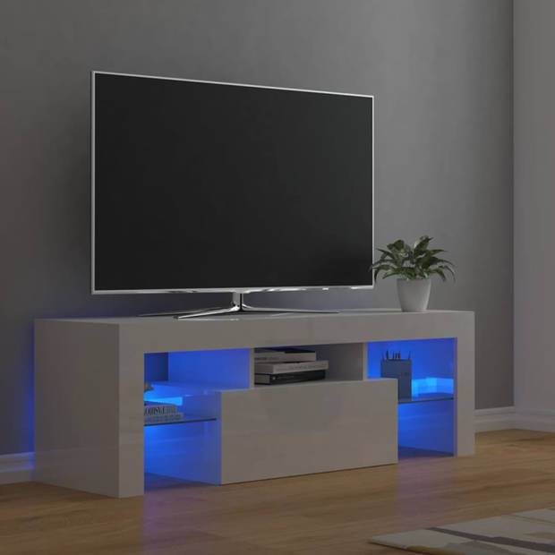 vidaXL Tv-meubel met LED-verlichting 120x35x40 cm hoogglans wit