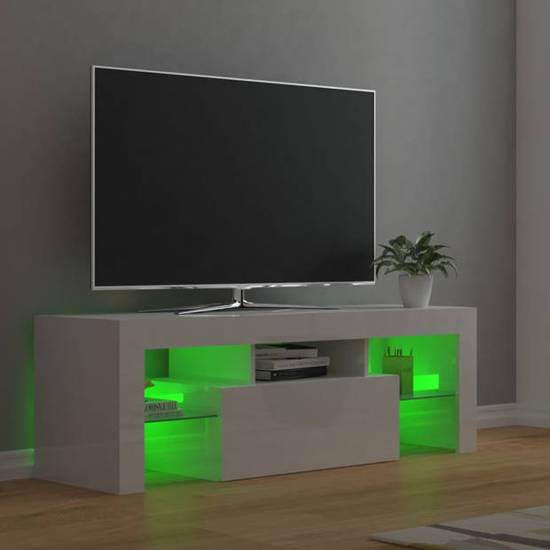 vidaXL Tv-meubel met LED-verlichting 120x35x40 cm hoogglans wit