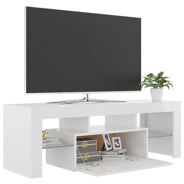 vidaXL Tv-meubel met LED-verlichting 120x35x40 cm hoogglans wit