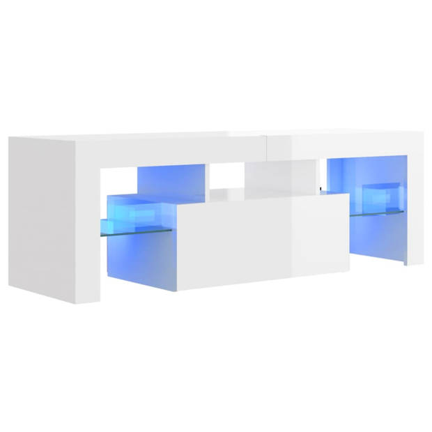 vidaXL Tv-meubel met LED-verlichting 120x35x40 cm hoogglans wit